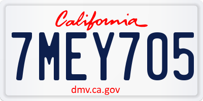 CA license plate 7MEY705