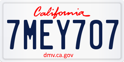 CA license plate 7MEY707