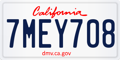 CA license plate 7MEY708