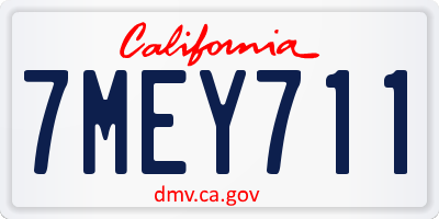 CA license plate 7MEY711