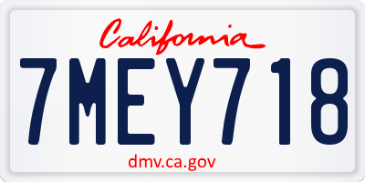 CA license plate 7MEY718