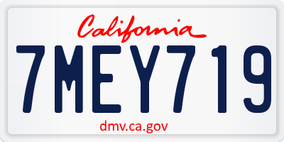 CA license plate 7MEY719