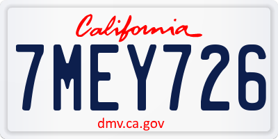 CA license plate 7MEY726