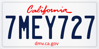 CA license plate 7MEY727