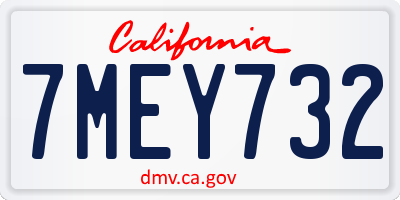 CA license plate 7MEY732