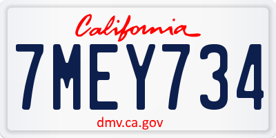 CA license plate 7MEY734