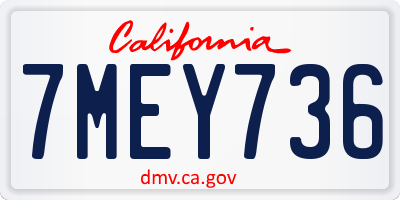 CA license plate 7MEY736