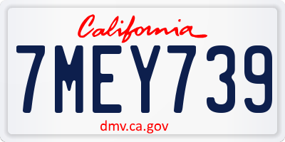 CA license plate 7MEY739