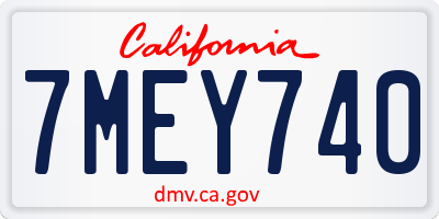 CA license plate 7MEY740