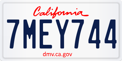CA license plate 7MEY744