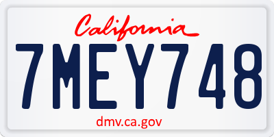 CA license plate 7MEY748
