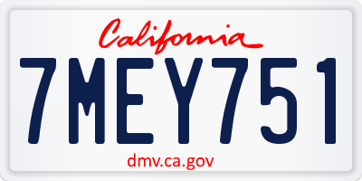 CA license plate 7MEY751