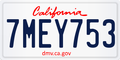 CA license plate 7MEY753