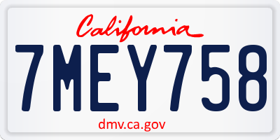 CA license plate 7MEY758