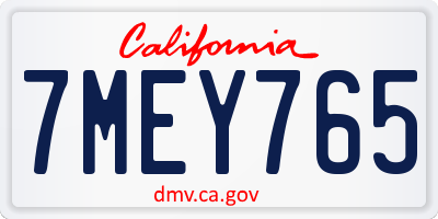 CA license plate 7MEY765