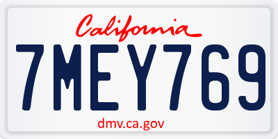 CA license plate 7MEY769