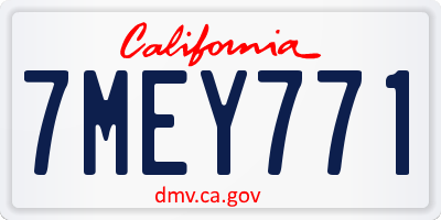 CA license plate 7MEY771