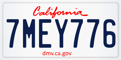 CA license plate 7MEY776