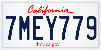 CA license plate 7MEY779