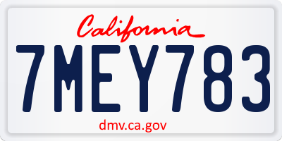 CA license plate 7MEY783