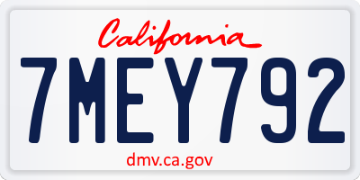 CA license plate 7MEY792