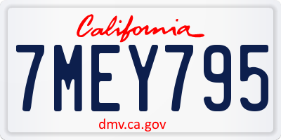 CA license plate 7MEY795