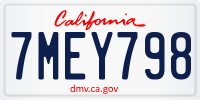 CA license plate 7MEY798