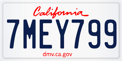 CA license plate 7MEY799