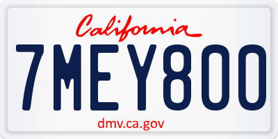 CA license plate 7MEY800