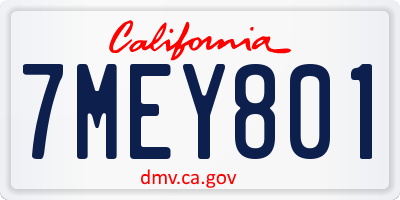 CA license plate 7MEY801