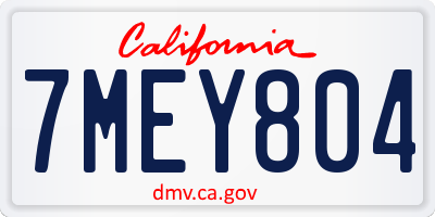 CA license plate 7MEY804