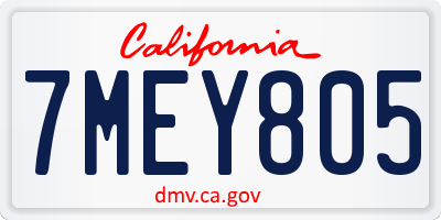 CA license plate 7MEY805