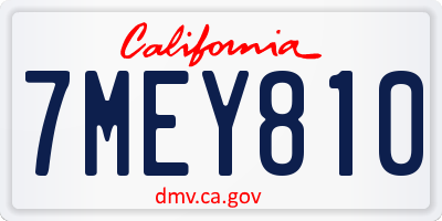 CA license plate 7MEY810