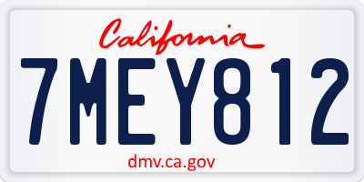CA license plate 7MEY812