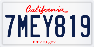 CA license plate 7MEY819