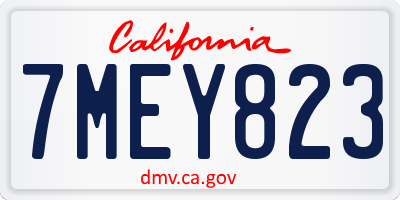 CA license plate 7MEY823