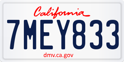 CA license plate 7MEY833