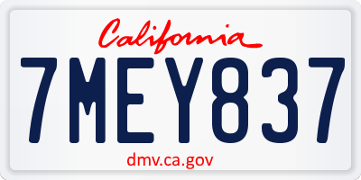 CA license plate 7MEY837