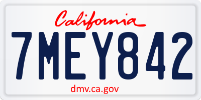 CA license plate 7MEY842