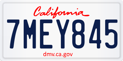 CA license plate 7MEY845