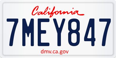CA license plate 7MEY847