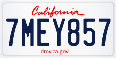 CA license plate 7MEY857