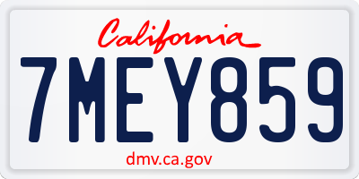 CA license plate 7MEY859