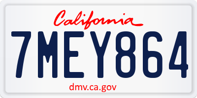 CA license plate 7MEY864