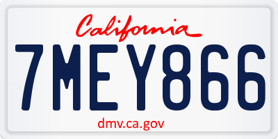 CA license plate 7MEY866