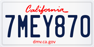 CA license plate 7MEY870