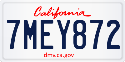 CA license plate 7MEY872