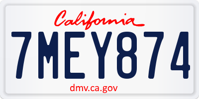 CA license plate 7MEY874