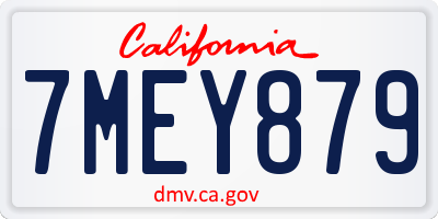 CA license plate 7MEY879