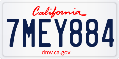 CA license plate 7MEY884